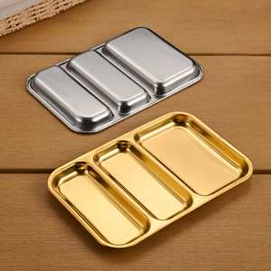 304 Stainless Steel Korean Divided Plate, <b>BBQ</b> Snack Plate for Fried Chicken Fries, Commercial Serving <b>Tray</b> - Product Image 2