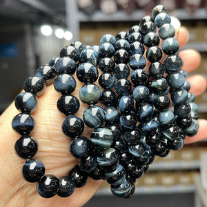 Bracciale all'ingrosso classico di alta qualità con perle in pietra naturale occhio di <span class=keywords><strong>tigre</strong></span> blu, effetto occhio di aquila e occhio di gatto, unisex, in cristallo e argento - Product Image 4