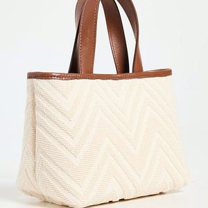 Bolsa de Lona Personalizada para Mujer, con Patrón Texturizado en Zigzag, Bordado, de Algodón, para Fin de Semana o Playa, con Cierre Magnético, Portátil, para Primavera - Product Image 5