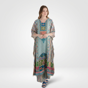 Robe Kaftan Longue en Soie Polyéthylène pour Femmes, Robe Maxi Kaftan pour l'Été, l'Hiver, l'Automne, le Printemps, à Porter Toute l'Année - Product Image 1