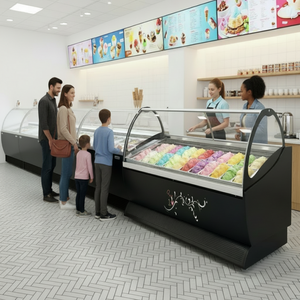 Vitrine Réfrigérée Compacte 4 Portes à Refroidissement Ventilateur <span class=keywords><strong>pour</strong></span> Magasin de Gelato – Appareil Spécialisé - Product Image 6