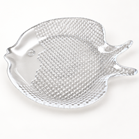 Assiette de service en verre transparent en forme de poisson, texturée, pour fruits de mer, sushis, fruits et desserts, idéale pour hôtels et restaurants - Vente en gros usine