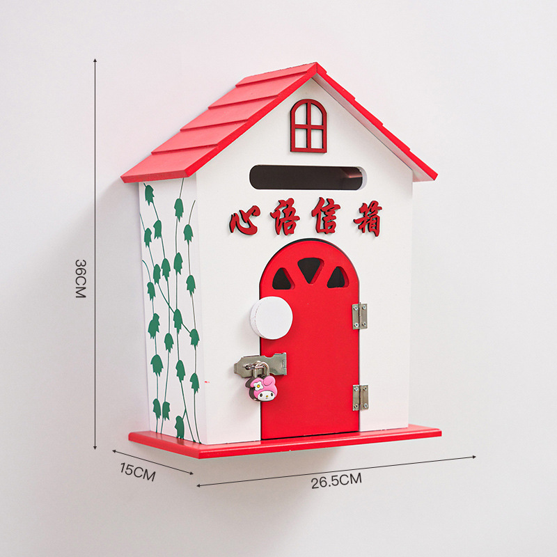 Old-style large red "Heartfelt Message" mailbox with lock