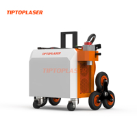 Nettoyeur laser à impulsions refroidi par air 500W avec valise trolley large et roues triangulaires, pour la rouille, l'acier au carbone, l'acier inoxydable et la pierre, démarrage à un bouton