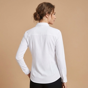 <strong>White</strong> <strong>Shirt</strong> Collar Blouse | Slim Fit Long Sleeve Cotton <strong>Shirt</strong>, Tailored Women's Button-Down Top - Product Image 3