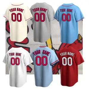 Beste Kwaliteit Custom Uw Naam Nummer Logo Patch Team Cardinals Stijl Geborduurde Gestikt Amerikaanse Baseball Jersey