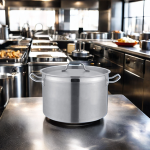 Olla Profunda Comercial Moderna <span class=keywords><strong>de</strong></span> Acero Inoxidable con Asas Dobles y Tapa, Apta para <span class=keywords><strong>Cocinas</strong></span> <span class=keywords><strong>de</strong></span> <span class=keywords><strong>Gas</strong></span> e Inducción - Product Image 6