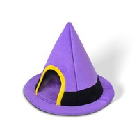 Lit pour chat PAIPET en forme de chapeau de sorcière d'Halloween, maison-caverne fermée et chaude, nid douillet et confortable pour chats et chatons