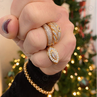 Bagues Chevalières Gemnel en Argent 925 et Vermeil Or 14 carats avec Zircon Marquise Œil Turc et Halo d'Émeraude