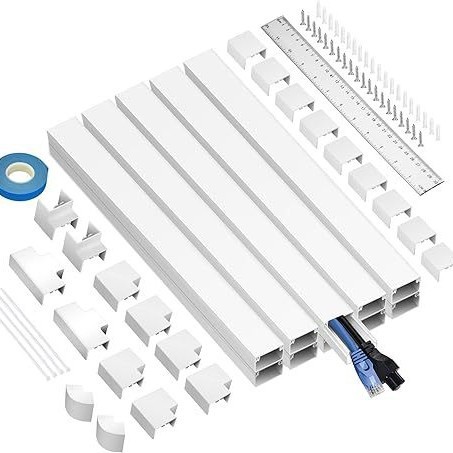 Custom Length Paintable Cable Raceway Cord Hider Kit Cord Covers for Wires on Wall
