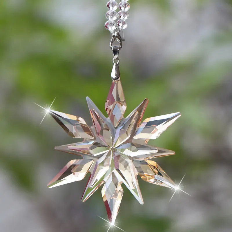 Moda de cristal ornamento de suspensão do natal floco de neve de cristal