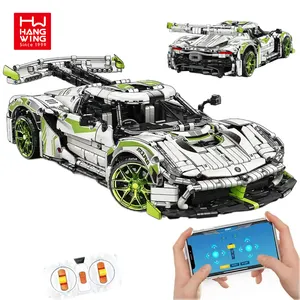 Graffiti Novelty Color Koenigsegg Jesko Kids Building Blocks RC Speed Sports Car Toys Set Legoing Techno Bricks HW 1:10 White