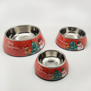 Mangkuk Stainless Steel Keramik, Mangkuk Makanan Hewan Peliharaan Kucing Anjing Kustom Natal - Product Image 3