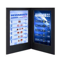 Buku Menu LED Restoran Berkualitas Tinggi dengan Sampul Kulit Hitam, Menu Bercahaya, Dua Halaman, untuk Bar dan Klub