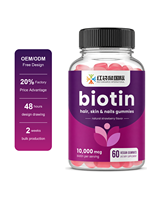 Gummies véganes à la biotine pour cheveux, peau et ongles, formule personnalisée, soutien capillaire, marque privée, vente en gros sous contrat