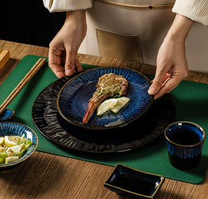 Juego de Vajilla de Cerámica Japonesa Retro con Esmalte Cambiante, Platos y Tazones de Gres Acanalado, Tamaño y Logotipo Personalizados para Hoteles y Restaurantes - Product Image 2