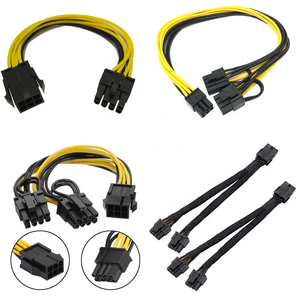 20CM PC Power Supply GPU Pcie 8 Pin to <b>Double</b> Dual 8 Pin (6+2) Cable/6pin Male to 6+2pin Male/60cm with Black Sheathing - Product Image 1
