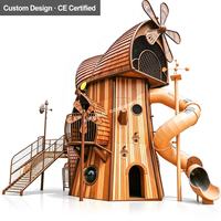 Custom Stainless Steel Windmill Treehouse Playground, Outdoor Kids Spiral Slide Climbing Equipment for Park Resort Preschool