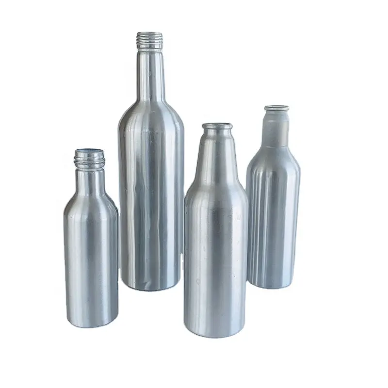 Botella de aluminio vacía con logotipo personalizado, botella de Metal para whisky, 200ml, 300ml, 350ml, 1L, para bebidas y vodka