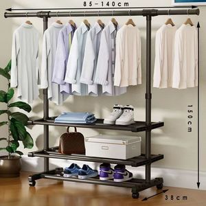 Có Thể Điều Chỉnh Cán Quần Áo Móc Áo Giá Sàn Móc Áo Lưu Trữ Tủ Quần Áo Sấy Quần Áo Kệ Với Giày Giá - Product Image 4