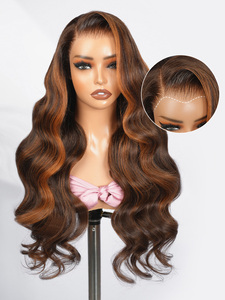 Perruque en cheveux humains <span class=keywords><strong>M</strong></span> Hairline Highlight Orange Body <span class=keywords><strong>Wave</strong></span> 13x4 HD Lace, densité 180%-250%, prête à porter, avec dentelle frontale fondue - Product Image 2