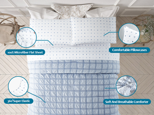 Alfa TEXTIE mavi Waffle yatak takımı-3-piece <span class=keywords><strong>Set</strong></span> için tek kişilik yatak/büyük yatak/kraliçe boyutu kapak + yastık kılıfı ve çarşaf 2 takım - Product Image 6