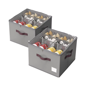 MIXWARES 16 paires de boîtes de rangement pour chaussures modernes et durables avec tissu Oxford et couvercle transparent, design pliable - Product Image 1