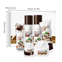 Coffret de Soins SADOER à l'Huile de Coco Biologique Hydratant Nourrissant pour le Visage Beauté 6 Pièces, Ensemble Cadeau de Produits de Soins de la Peau en Gros