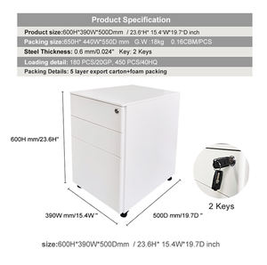 Fabricant de Guangzhou, mini classeur blanc à <span class=keywords><strong>3</strong></span> tiroirs, meuble de rangement mobile en métal pour bureau - Product Image 3