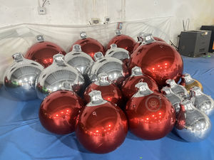 Decoraciones Navideñas para Exteriores, Faroles Inflables con Forma de Bola de Espejo, Globo de Espejo Reflectante de PVC, Bola de Espejo Inflable Roja - Product Image 3