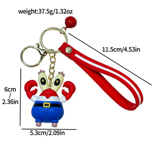 Llavero de PVC de Bob Esponja y Sr. Krabs, Diseño Animado en 3D, Lindo y Suave, Colgante para Coche - Product Image 5