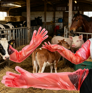 Guantes Desechables de Manga Larga de 90 cm para Uso en Clínicas Veterinarias, Mangas de PE a Prueba de Fugas para un Trabajo Estable de Diagnóstico de Ganado - Product Image 1