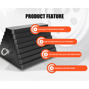 Cale de roue en caoutchouc robuste pour remorque de camion voiture bloc anti-dérapant bouchon de pneu avec boulon à œil cravate poignée produit de chaussée - Product Image 4