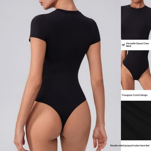 <span class=keywords><strong>Tuta</strong></span> da Yoga Sexy <span class=keywords><strong>Aderente</strong></span> a Maniche Corte con Collo Rotondo per <span class=keywords><strong>Donna</strong></span>, Top Modellante ad Alta Elasticità - Product Image 3