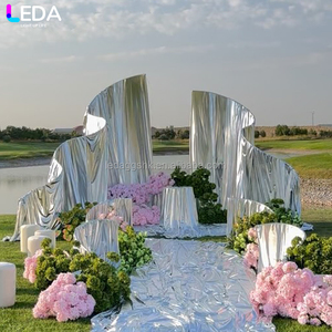 LEDA Modern Detachable <b>Backdrop</b> <b>Stand</b> S Shape Fabric Cover Silver Foil-stamped Fabric Display <b>Stand</b> for Event Wedding - Product Image 2