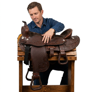 Brida de Cuero Genuino Estilo Country para Adultos, Equipo de Carreras de Caballos, Diseño Duradero y Personalizable, Silla de Montar Inglesa con Arco de Madera - Product Image 1