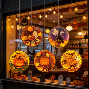 Guirlande lumineuse LED à ventouse pour Halloween, décoration de vitrine, ornement féerique suspendu en plastique - Product Image 1