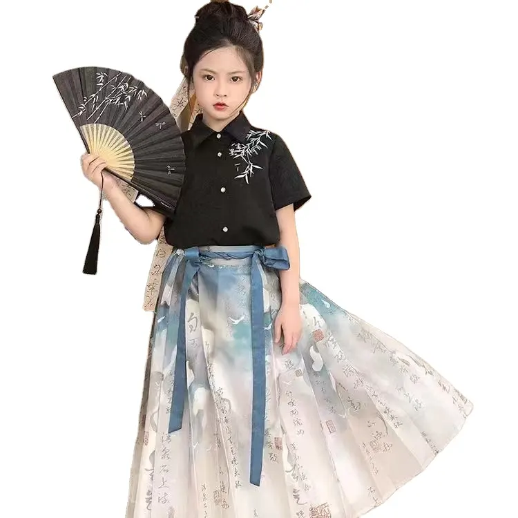 2023 nuovo arrivo per bambini Hanfu abito antico cinese fenice ricamato per bambini abiti Boutique per ragazze da 2 a 12