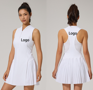 Nouvelle Robe de Tennis Sans Manches en Maille Respirante pour Femme avec Demi-Zip, Dos Plissé, Idéale pour le Padel et le Pickleball – Tenue de Tennis Estivale - Product Image 1