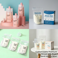 Sacs de conservation du lait maternel réutilisables, sacs de collecte de lait maternel, pochettes alimentaires verticales en PE, sacs de lait maternel avec impression personnalisée en gravure