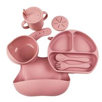 Ensemble d'alimentation pour bébé en silicone avec logo personnalisé Yuye, pour tout-petits, boîte cadeau, assiette à ventouse, bol, bavoir, cuillère, fourchette