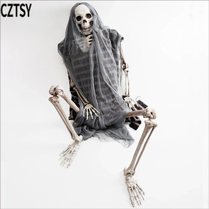 Esqueleto de Calavera de Halloween, Simulación de Cuerpo Humano, Plástico, Decoración para Casa Embrujada, Habitación Secreta, Prisionero, Esqueleto Humano - Product Image 5