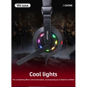 <span class=keywords><strong>Casque</strong></span> de jeu filaire Wesdar pour PC et ordinateur portable - Microphone à réduction de bruit, son dynamique 40 mm, lumières RVB, ajustement confortable, audio immersif - Product Image 4