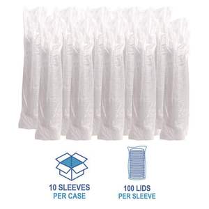 Couvercles jetables Boardwalk 1 000 unités/carton, pailles transparentes avec fente pour paille pour gobelets en plastique de 9 à 10 oz - Product Image 3