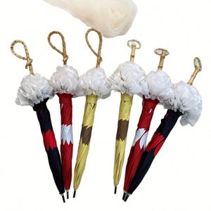 Creative Lace Small Fresh 8-Bone Automatic Long Handle Straight Pole <b>Umbrella</b> With Black Rubber Fabric Promotion - Product Image 2