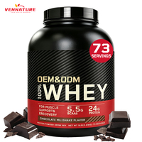 Poudre de protéines de lactosérum personnalisée, saveur chocolat, 5 lb, 73 portions, 24 g, 5,5 g de BCAA, pour la nutrition sportive et la remise en forme en marque blanche