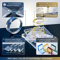 Hoteam Luxury Clear Solid Acrylic Minimalist Luxury Display Blocks Pedestal Risers Permukaan Tahan Gores untuk Perhiasan
