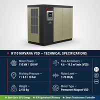 Compresor de Aire de Tornillo Rotativo Ingersoll Rand R110 con Lubricación por Aceite - 110kw / 150HP