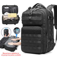 Sac à dos multifonctionnel à compression sous vide avec compartiments multiples, système MOLLE, résistant à l'eau, pour voyages d'affaires et activités de plein air