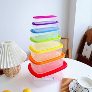 Rainbow Colored 7 Piece Plastic Food Storage Containers Rectangle <b>Covered</b> For Home Use - Product Image 5